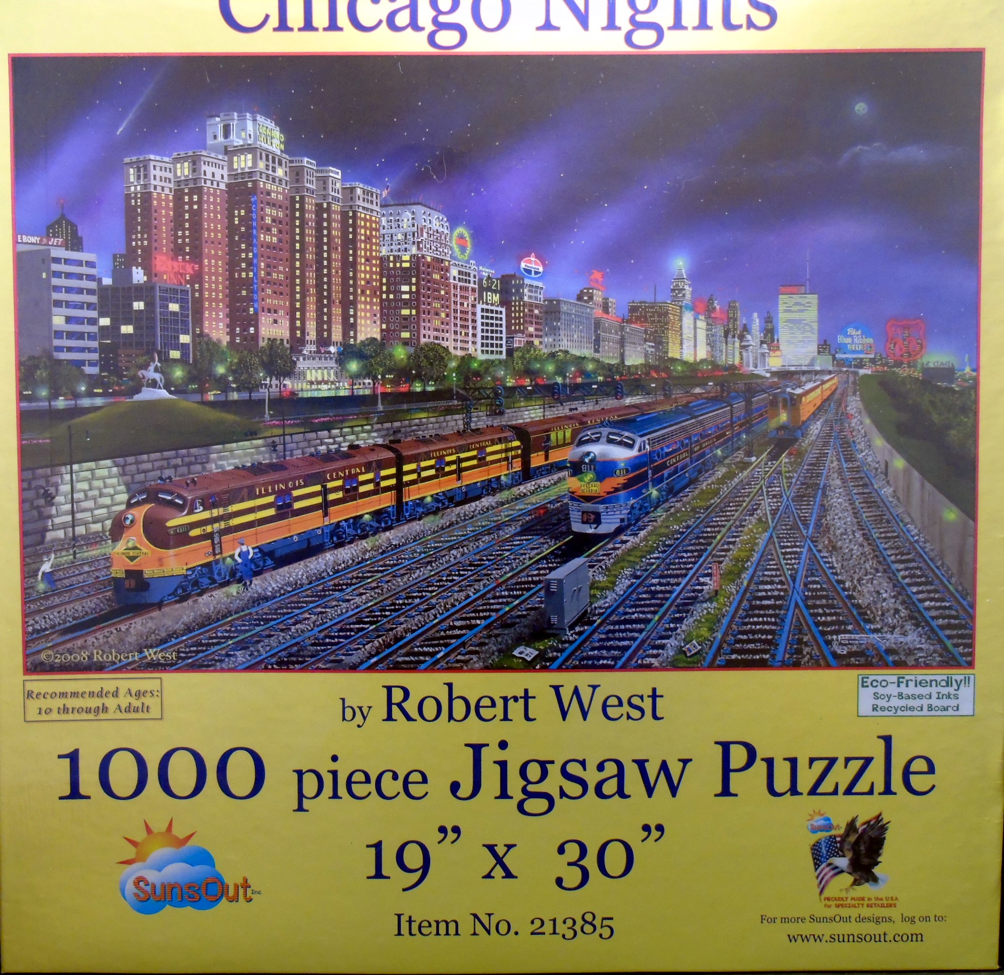 SunsOut Chicago Nights Train Puzzle